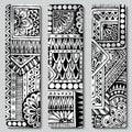 Abstract vector hand drawn ethnic pattern card set. Template card. Black and white. Royalty Free Stock Photo