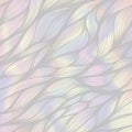 Abstract vector hand drawn leaf vector doodle pattern with holographic gradient background. Royalty Free Stock Photo