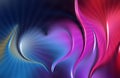 Abstract vector heart with multicolored shaded wavy background with lighting effect and texture, vector.