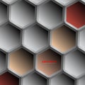 Abstract vector hexagonal geometry background. Surface polygon pattern with hexagon shadows, honeycomb. 3D design technology