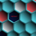 Abstract vector hexagonal geometry background. Surface polygon pattern with hexagon shadows, honeycomb. 3D design technology