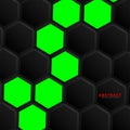 Abstract vector hexagonal geometry background. Surface polygon pattern with hexagon shadows, honeycomb. 3D design technology