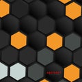 Abstract vector hexagonal geometry background. Surface polygon pattern with hexagon shadows, honeycomb. 3D design technology Royalty Free Stock Photo