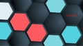 Abstract vector hexagonal geometry background. Surface polygon pattern with hexagon shadows, honeycomb. 3D design technology