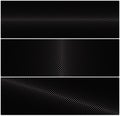 3 abstract vector horizontal banner with metal grid on a black background. Royalty Free Stock Photo