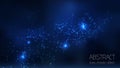 Abstract vector illuminated particles, sparks and lines. Plexus effect. Futuristic cyber constellation structure with Lens Flare Royalty Free Stock Photo