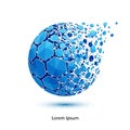 Generative AI Data Sphere Dissolving. Blue Hexagons Fragmenting Royalty Free Stock Photo