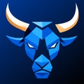 Abstract vector illustration of a bull head on a dark blue background. generative AI Royalty Free Stock Photo