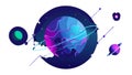 Abstract planet with orbiting elements, space exploration. vector design Generative AI Royalty Free Stock Photo