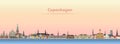 Abstract vector illustration of Copenhagen city skyline at sunrise