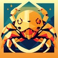 Abstract vector illustration of a crab in a flat style. Isolated on yellow background. generative AI