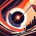 Abstract vector illustration of an eye in space. Psychedelic background. AI Generated