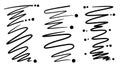 Hand Drawn Squiggle Lines with Dots Set Royalty Free Stock Photo