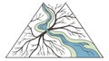 Geometric River Flowing in Triangle, Abstract Nature. vector design Generative AI Royalty Free Stock Photo