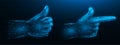 Abstract vector illustration of hand gestures Ok and finger gun on dark blue background Royalty Free Stock Photo