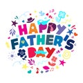 An abstract vector illustration on Happy Father`s Day text with typographic design elements Royalty Free Stock Photo