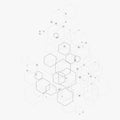 Abstract vector illustration with hexagons, lines and dots on white background. Hexagon infographic. Digital technology