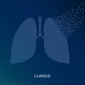 Abstract Vector Illustration Of Human Lungs On Blue Background. Pixel Art Logo of Pulmonology. Vector Logotype