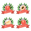 Abstract vector illustration logo whole ripe red fruit peach Royalty Free Stock Photo