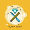 Abstract vector illustration of quality design tools flat concept. Royalty Free Stock Photo
