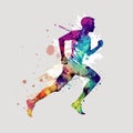 Abstract Vector illustration: sprinter. Running man. Spray watercolor paint on a light background Royalty Free Stock Photo