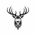 Bold Black Outlined Deer Icon On White Background