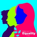 Vector poster illustration for Women`s Equality Day on a teal background