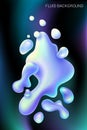 3-D drops of a transparent liquid against a dark background. Trendy image for banners and brochures. Colorful chaotic paint splas