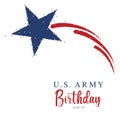 An abstract vector illustration of United States Army birthday with a big blue star