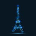 Abstract vector Illustration wireframe telecommunications signal transmitter, france radio antenna eiffel tower from lines and Royalty Free Stock Photo