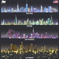 Abstract vector illustrations of United States city skylines in different colorful palettes Royalty Free Stock Photo