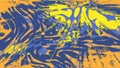 Abstract vector landscape for comics, cartoons. Lemon color sun and blue sky, artistic texture