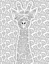 Abstract vector line drawing giraffe camouflaging patterned background. Digital lineart image tall neck animal textured