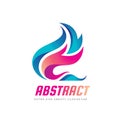 Abstract vector logo template concept illustration. Blue water waves and red fire flames. Nature energy design element