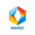 Abstract - vector logo template concept illustration. Cooperation creative sign. Hexagon icon. Two colored design elements