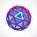 Abstract vector low poly object with black lines and dots