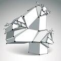 Abstract vector low poly wrecked number 4 with black lines and d Royalty Free Stock Photo