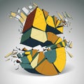 Abstract vector low poly wrecked number 5 with black lines Royalty Free Stock Photo