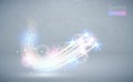 Abstract vector magic white glow star light effect with neon blur curved lines. Sparkling dust star trail lens flare with bokeh Royalty Free Stock Photo