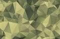 Abstract vector military background made of triangles. Background color is green, khaki, protective, camouflage. Pattern