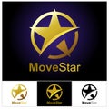 Golden move Star symbol or icon