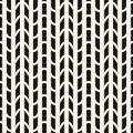 Abstract vector monochrome geometric seamless pattern with wavy lines, grid. Black and white endless ornament Royalty Free Stock Photo