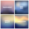 Abstract vector multicolored blurred background set. Square blurred background - sky clouds colors With love quotes.