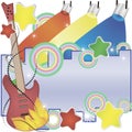 Abstract vector music background with a guitar and colorful spotlights Royalty Free Stock Photo