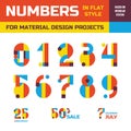 Abstract vector numbers in flat style design for material design creative projects. Geometric numbers symbols. Decorative figures.