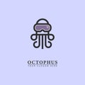 abstract vector octopus swimming logo icon Royalty Free Stock Photo