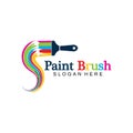 Abstract vector painting brush and colorful paint splash icon, emblem, logo design with color alternative and greyscale version. Royalty Free Stock Photo