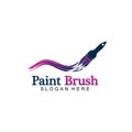 Abstract vector painting brush and colorful paint splash icon, emblem, logo design with color alternative and greyscale version. Royalty Free Stock Photo