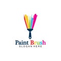 Abstract vector painting brush and colorful paint splash icon, emblem, logo design with color alternative and greyscale version. Royalty Free Stock Photo