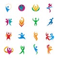 Abstract vector people silhouette teams and groups human figure shapes logo icons concept design graphic characters set